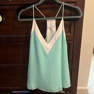 Women's Aqua and White V-Neck Cami Top